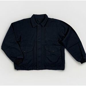 CC Filson Mens Size XL Navy Blue Mackinaw Wool Zip Bomber Jacket Pocket Style 93